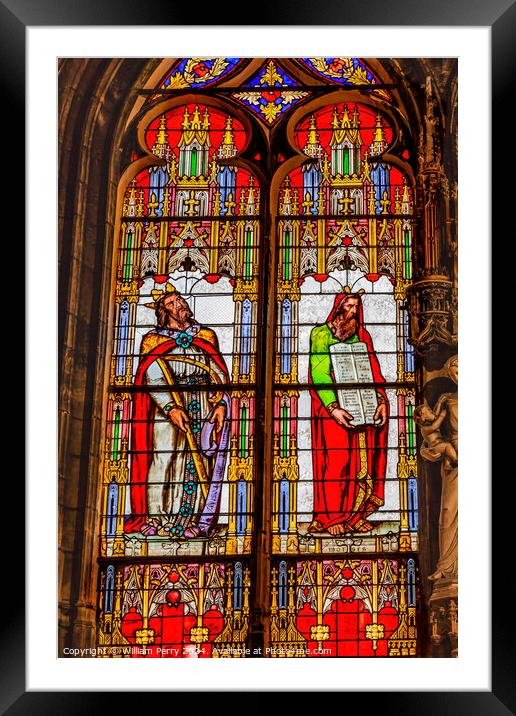 Moses David Stained Glass Saint Bonaventure Basilica Lyon France Framed Mounted Print by William Perry