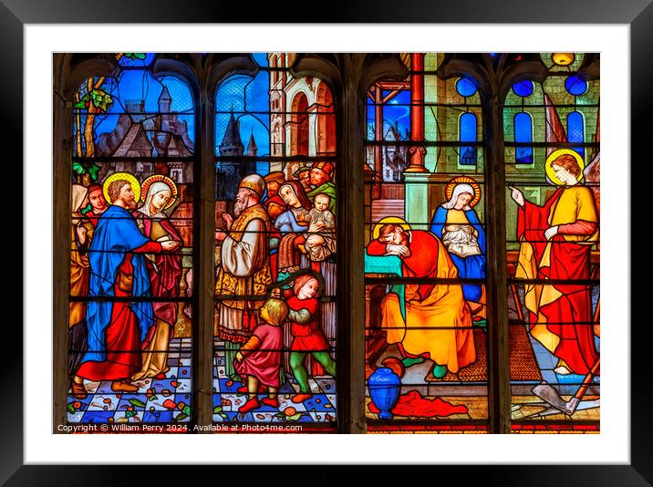 Annunciation Stained Glass Saint Bonaventure Lyon France Framed Mounted Print by William Perry