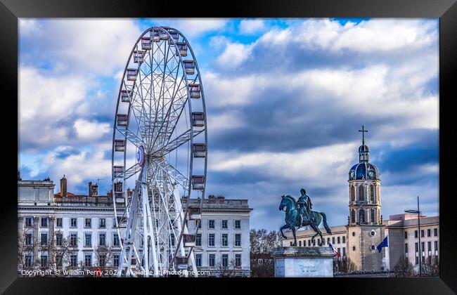 Ferris Wheel Hospital Place Bellecoeur Cityscape Lyon France Framed Print by William Perry