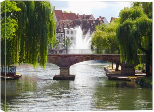 Strasbourg River, Bridge and Fountain Canvas Print by Terry Brooks