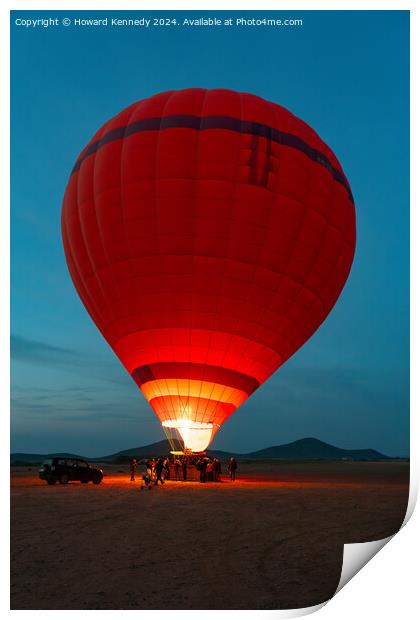 Hot-Air Balloon preparing for take-off Print by Howard Kennedy