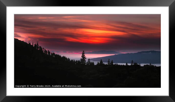 Sunset over La Palma from Mount Teide Tenerfie Framed Mounted Print by Terry Brooks