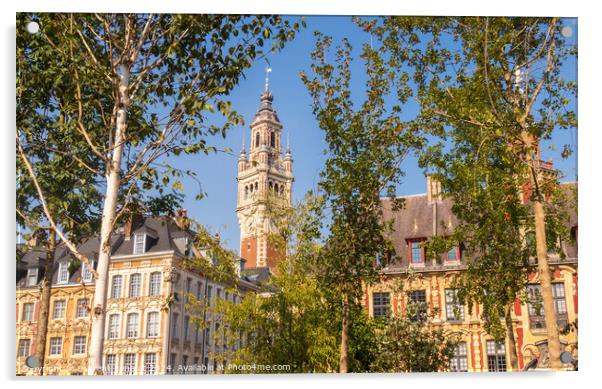 Grand Place in the city of Lille and its belfry Acrylic by Laurent Renault