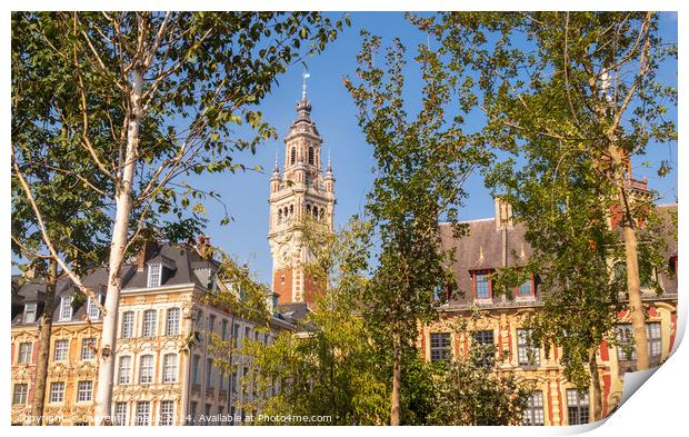 Grand Place in the city of Lille and its belfry Print by Laurent Renault