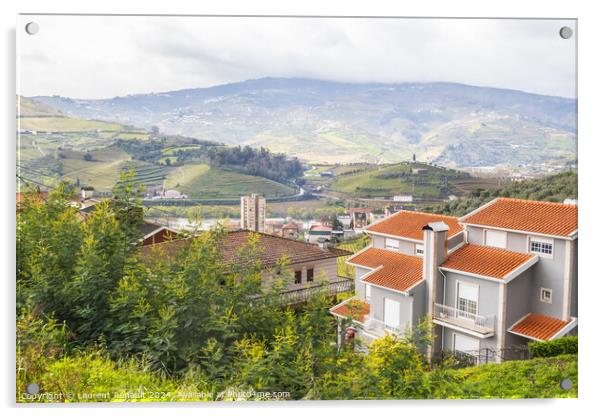 Landscape with terraced vineyards near Peso da Régua. Portugal Acrylic by Laurent Renault