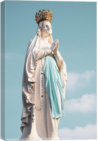 Sculpture of the crowned Virgin Mary in the Sanctuary of Lourdes Canvas Print by Laurent Renault