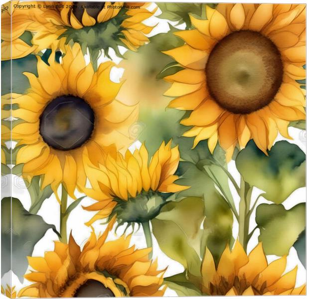 Sunflowers Watercolour Effect Canvas Print by Lynn Bolt