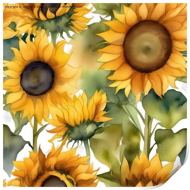 Sunflowers Watercolour Effect Print by Lynn Bolt