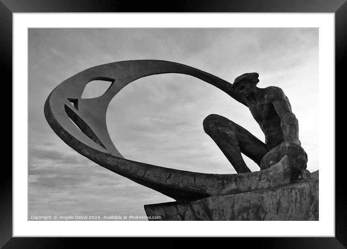 Pescadores Roundabout Statue in Monochrome - Albufeira Framed Mounted Print by Angelo DeVal