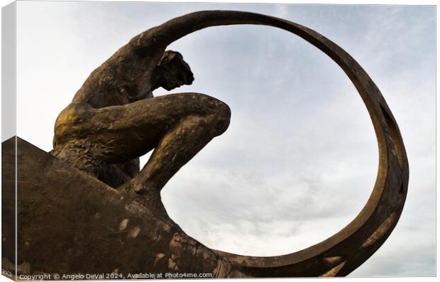 Fisherman Statue - Albufeira Canvas Print by Angelo DeVal