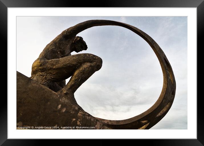 Fisherman Statue - Albufeira Framed Mounted Print by Angelo DeVal