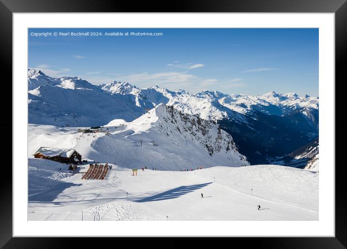 Skiing in Austrian Alps, St Anton, Austria Framed Mounted Print by Pearl Bucknall