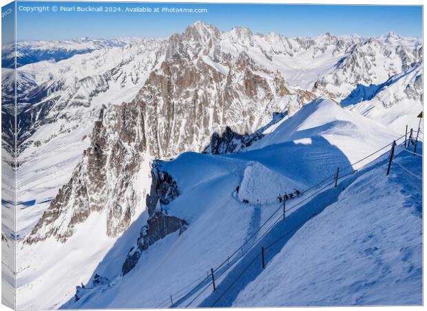 Skiing Vallee Blanche French Alps France Canvas Print by Pearl Bucknall
