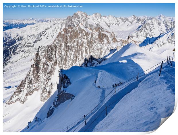 Skiing Vallee Blanche French Alps France Print by Pearl Bucknall