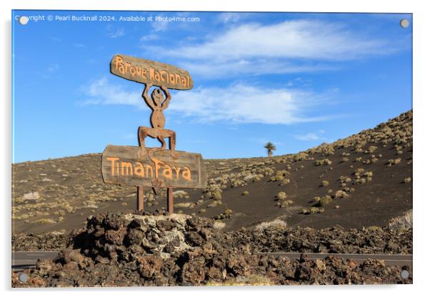 Timanfaya National Park Sign Lanzarote Acrylic by Pearl Bucknall