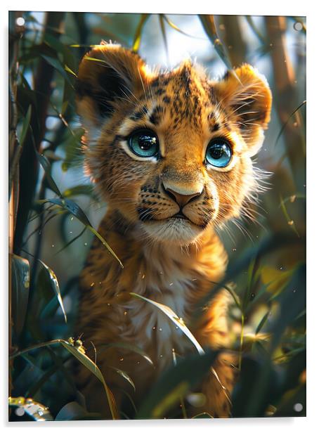 Liam The Lion Cub Acrylic by Steve Smith