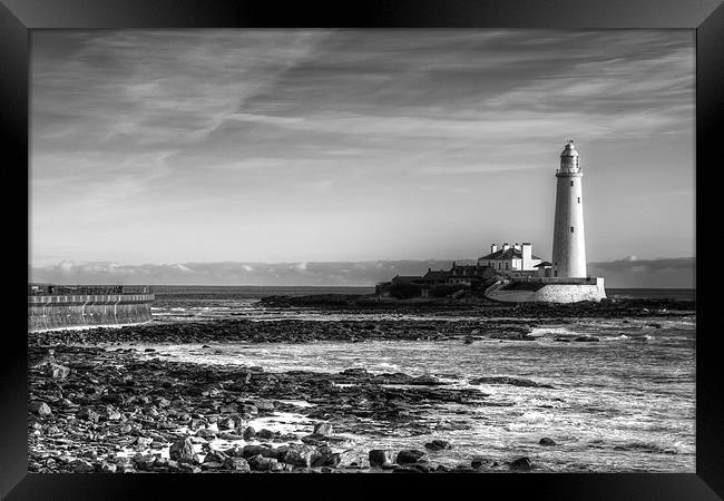 St Marys Lighthouse Framed Print by Kevin Tate