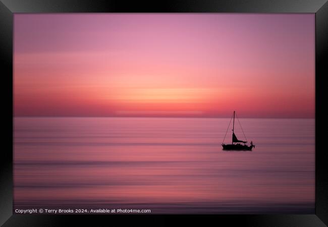 Sailboat in a Pink Sunset Abstract Motion Tenerife Framed Print by Terry Brooks