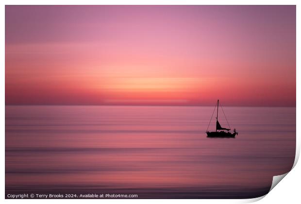 Sailboat in a Pink Sunset Abstract Motion Tenerife Print by Terry Brooks