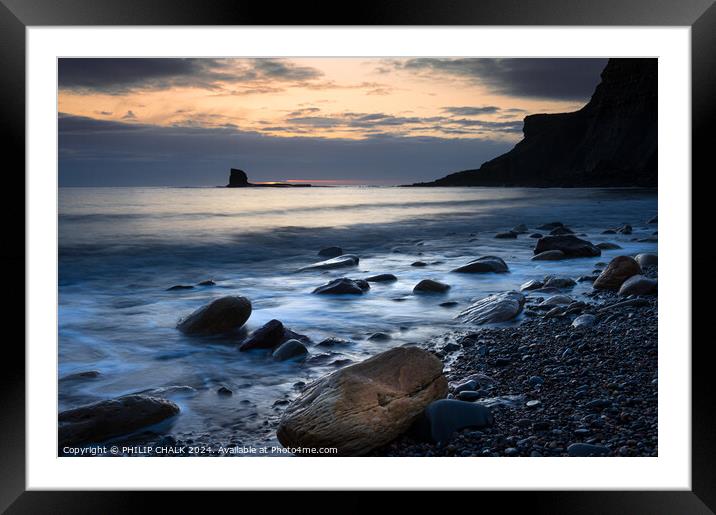 Saltwick bay Whitby sunrise 1067 Framed Mounted Print by PHILIP CHALK