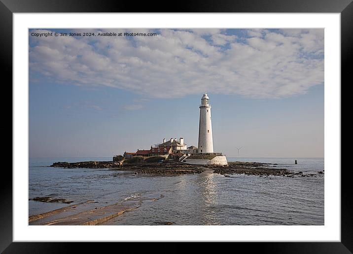 St Mary's Island under bright March sunshine Framed Mounted Print by Jim Jones