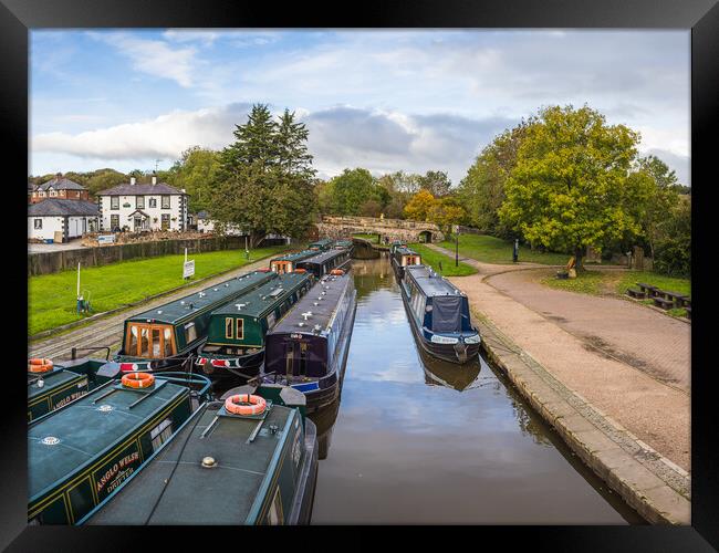 Narrow boats in Trevor Basin Framed Print by Jason Wells