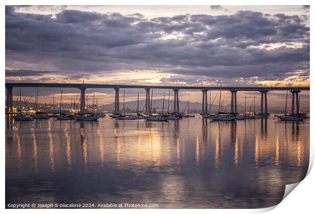 Coronado Bridge Sunrise Print by Joseph S Giacalone