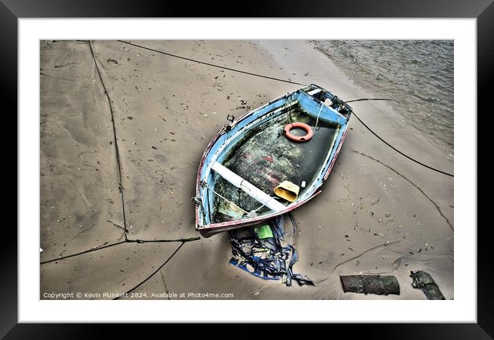 An Abandoned Boat Framed Mounted Print by Kevin Plunkett