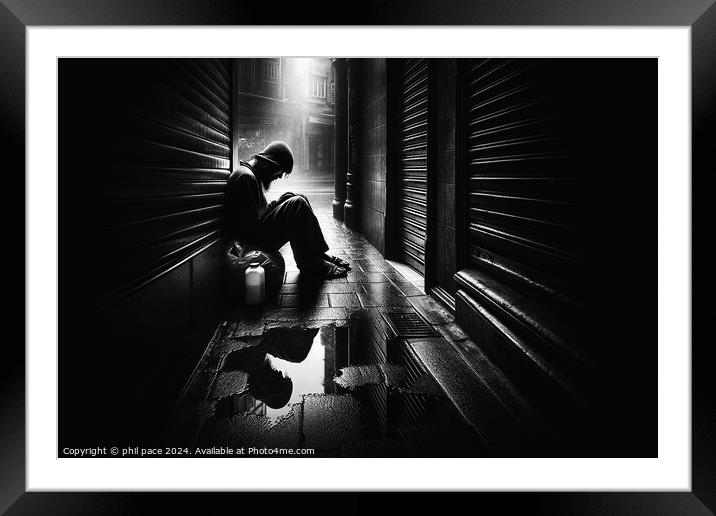 Homeless 2 Framed Mounted Print by phil pace