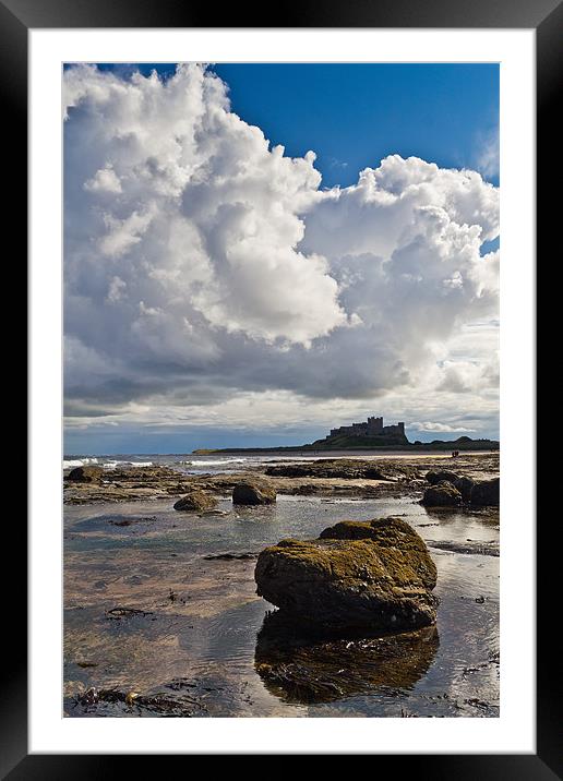 Bamburgh Castle from the Beach. Framed Mounted Print by Kevin Tate