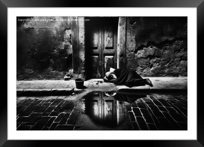 Homeless 4 Framed Mounted Print by phil pace