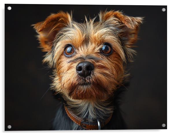 Yorkshire Terrier Portrait Acrylic by K9 Art