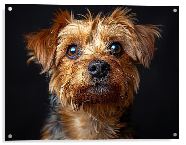 Yorkshire Terrier Portrait Acrylic by K9 Art