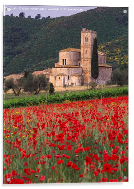Abbey of Sant'Antimo, Tuscany, Italy Acrylic by Navin Mistry