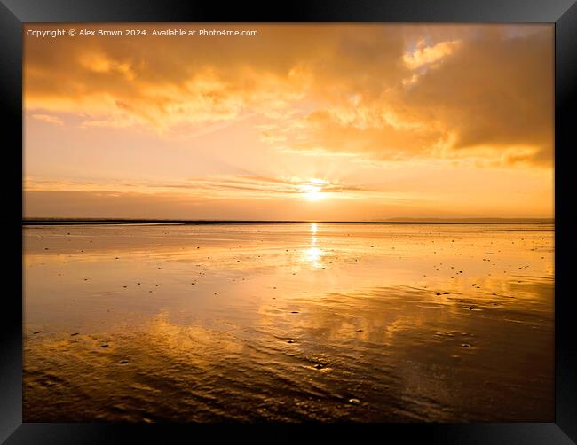 Yellow sunset Reflections  Framed Print by Alex Brown