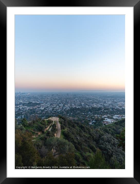Los Angeles At Sunset Framed Mounted Print by Benjamin Brewty