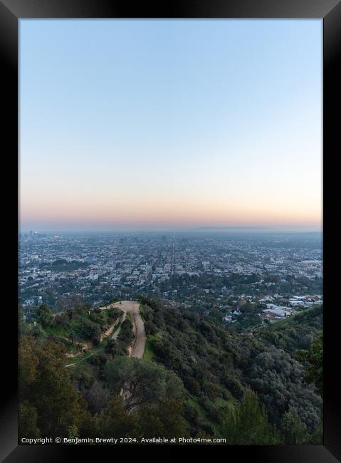 Los Angeles At Sunset Framed Print by Benjamin Brewty