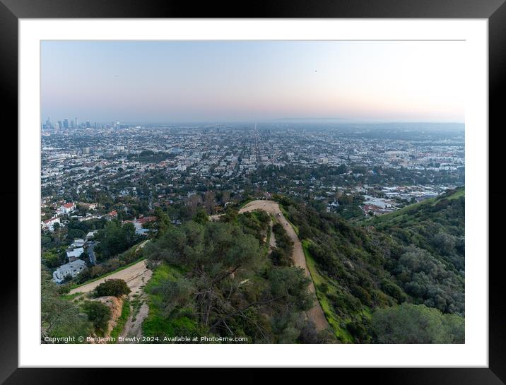 Los Angeles Skyline  Framed Mounted Print by Benjamin Brewty
