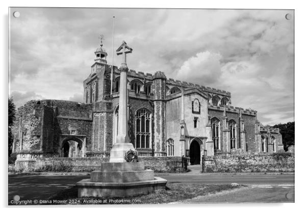 East Bergholt Church Suffolk Mono Acrylic by Diana Mower