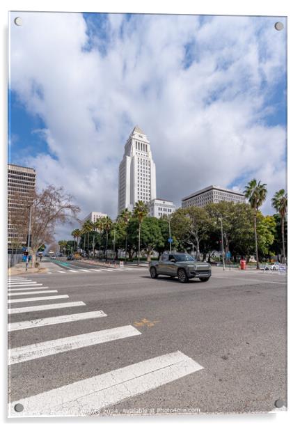 Los Angeles City Hall Acrylic by Benjamin Brewty