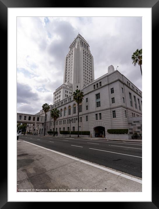 Los Angeles City Hall Framed Mounted Print by Benjamin Brewty