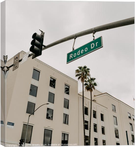Rodeo Drive Street Sign Canvas Print by Benjamin Brewty