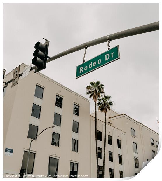 Rodeo Drive Street Sign Print by Benjamin Brewty