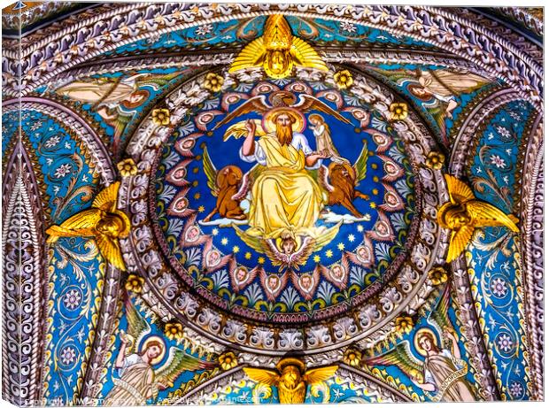 God Mosaic Basilica of Notre Dame Lyon France Canvas Print by William Perry