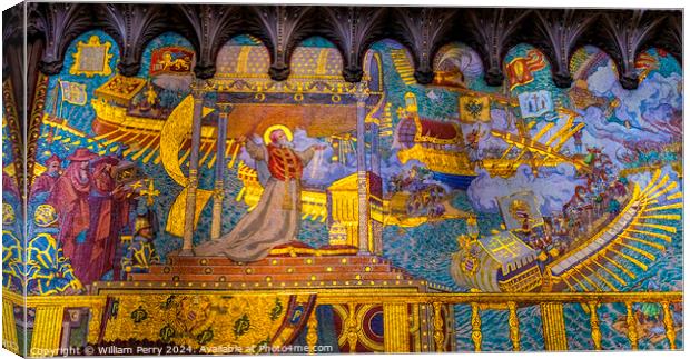 Battle of Lepanto Mosaic Basilica of Notre Dame Lyon France Canvas Print by William Perry