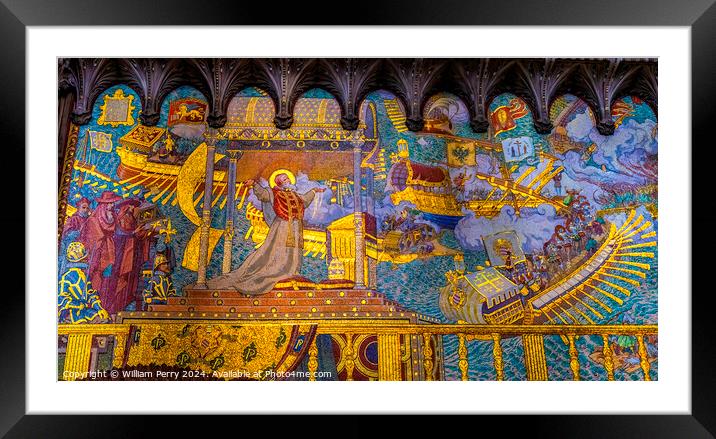 Battle of Lepanto Mosaic Basilica of Notre Dame Lyon France Framed Mounted Print by William Perry