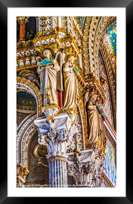 Angel Statues Basilica of Notre Dame Lyon France Framed Mounted Print by William Perry