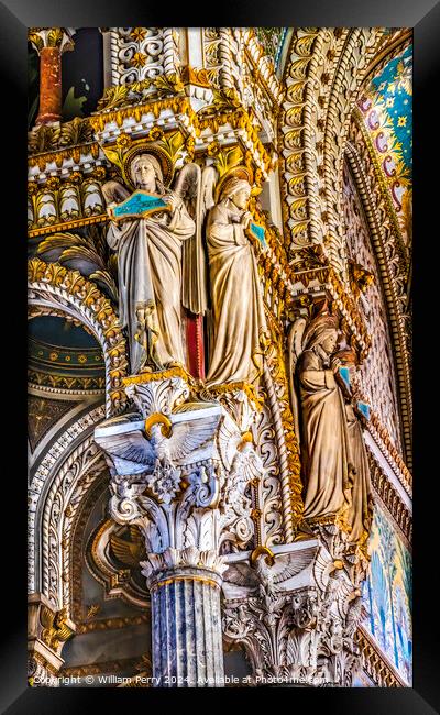 Angel Statues Basilica of Notre Dame Lyon France Framed Print by William Perry