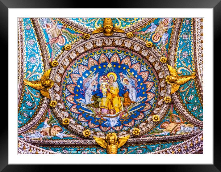 Mary Jesus Mosaic Basilica of Notre Dame Lyon France Framed Mounted Print by William Perry