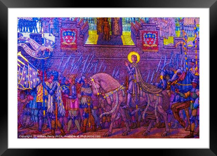 Joan of Arc Mosaic Basilica of Notre Dame Lyon France Framed Mounted Print by William Perry